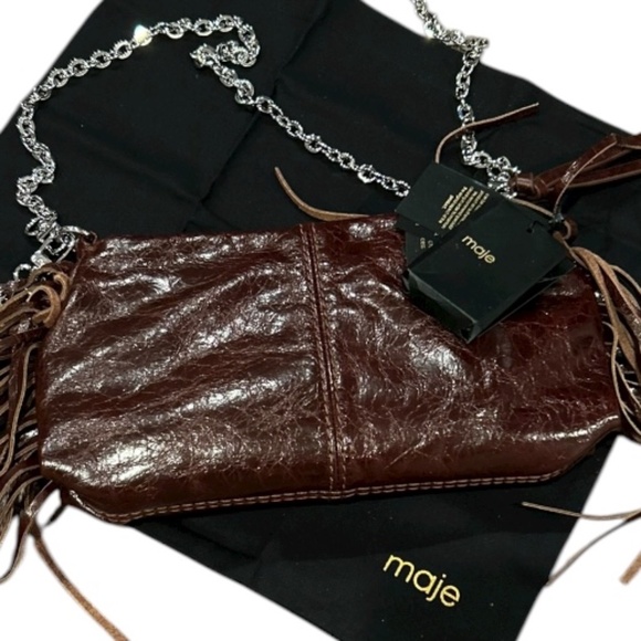 NWT Maje Miss M Burgundy Brown Clutch Bag Purse Crossbody New with Tags - Picture 7 of 10
